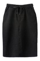 Romwe Drawstring Pleated Sheer Black Skirt