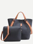 Romwe Black Pu Convertible Shoulder Bag With Crossbody Bag