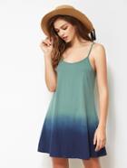 Romwe Adjustable Strap Detail Ombre Cami Dress