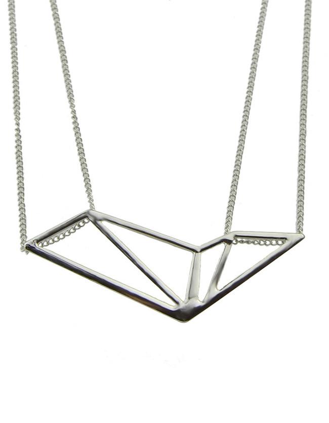 Romwe Silver Geometric Shape Pendant Necklace