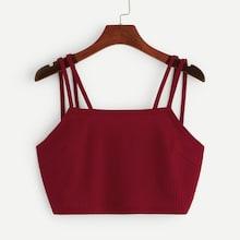 Romwe Ribbed Crop Skinny Cami Top