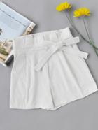 Romwe Bow Side Zipper Back Shorts