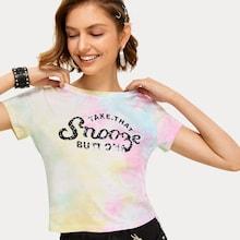 Romwe Tie Dye Contrast Star Tee