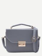 Romwe Dark Grey Pebbled Pu Box Handbag With Strap