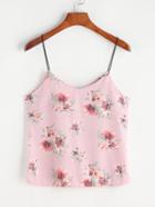 Romwe Pink Floral Print Cami Top
