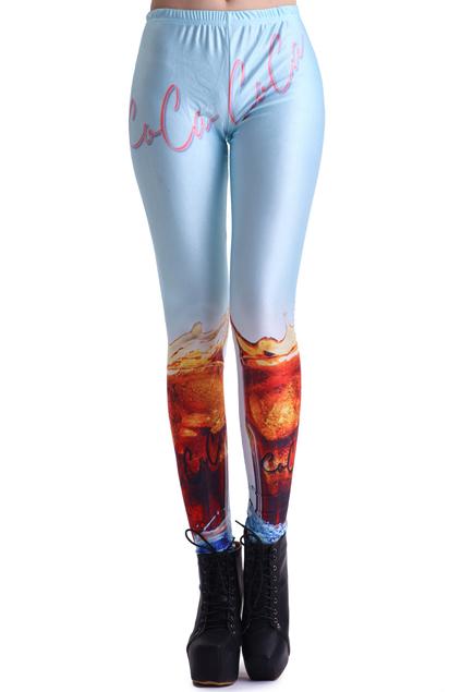 Romwe Romwe Coca-cola Print Mint Green Leggings