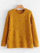 Romwe Faux Pearl Jumper Sweater