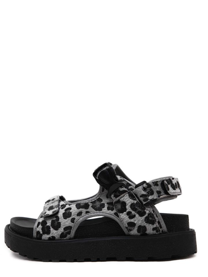 Romwe Leopard Print Peep Toe Thick-soled Velcro Wedges