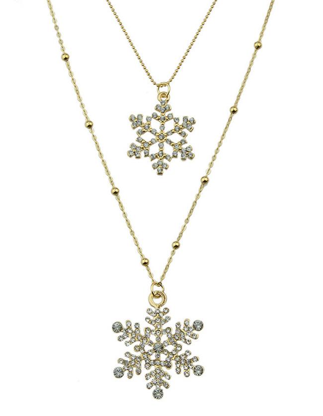 Romwe Gold Double Layers Pendant Necklace