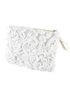 Romwe White Zipper Rose Clutches Bag