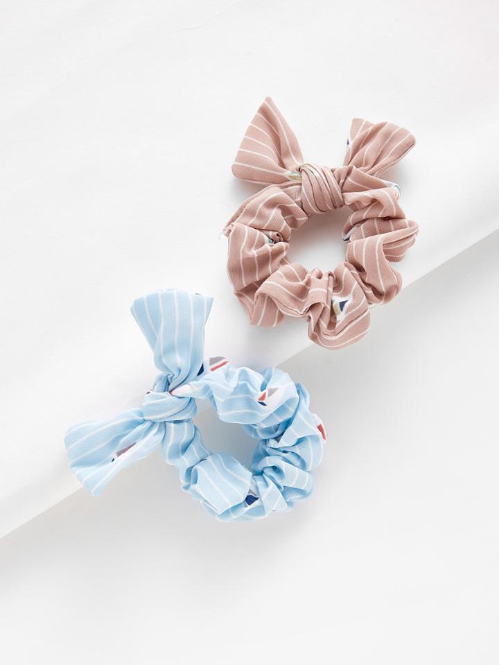 Romwe Striped Knot Hair Tie 2pcs