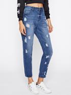 Romwe Bleach Ripped Cropped Jeans