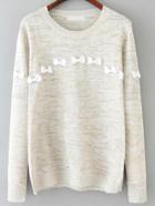 Romwe Long Sleeve Apricot Sweater With Bow
