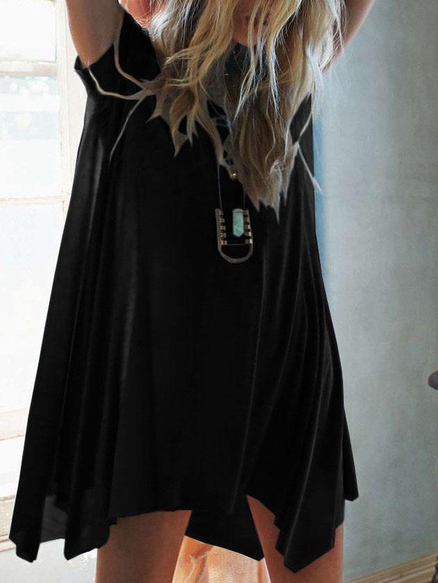 Romwe Asymmetric Swing Jersey T-shirt - Black