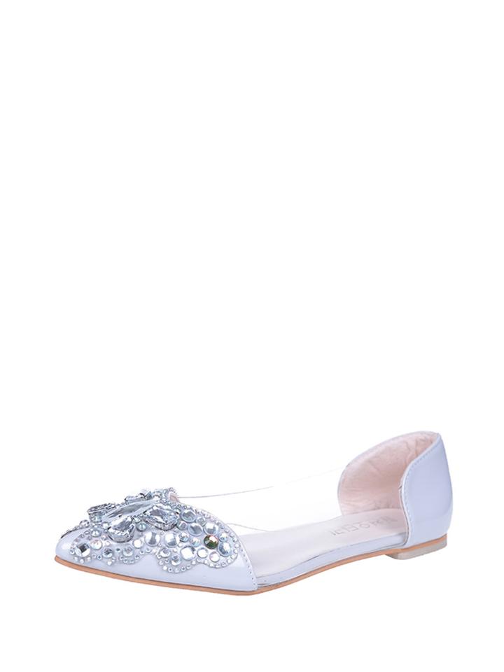 Romwe Rhinestone Embellished Ballet Flats