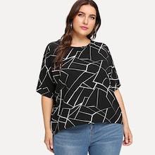 Romwe Plus Random Geo Print Top