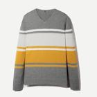 Romwe Guys Colorblock Striped Sweater