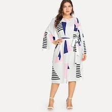 Romwe Plus Geometric Print Dress