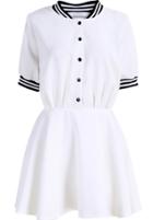 Romwe Contrast Collar With Buttons Dress