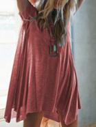 Romwe Asymmetric Swing Jersey T-shirt - Pink