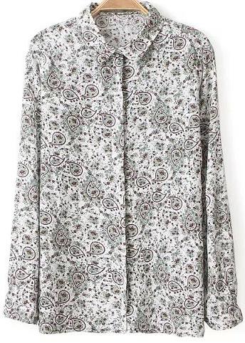 Romwe Drop Floral Print Blouse