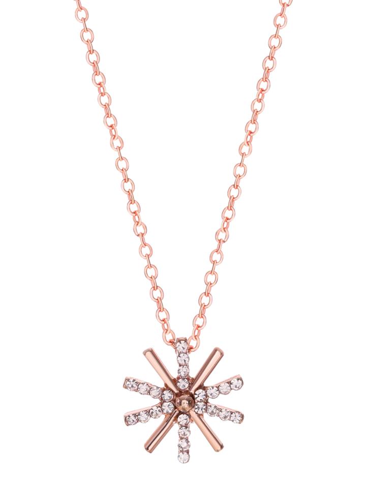 Romwe Rose Gold Faux Gem Inlaid Helm Pendant Necklace