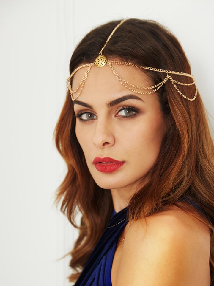 Romwe Gold Multi Chain Hair Accessory