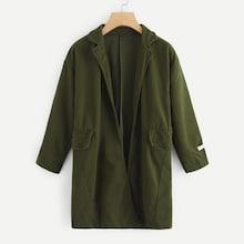 Romwe Pocket Front Longline Coat