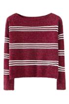 Romwe Striped Midriff Color Block Jumper