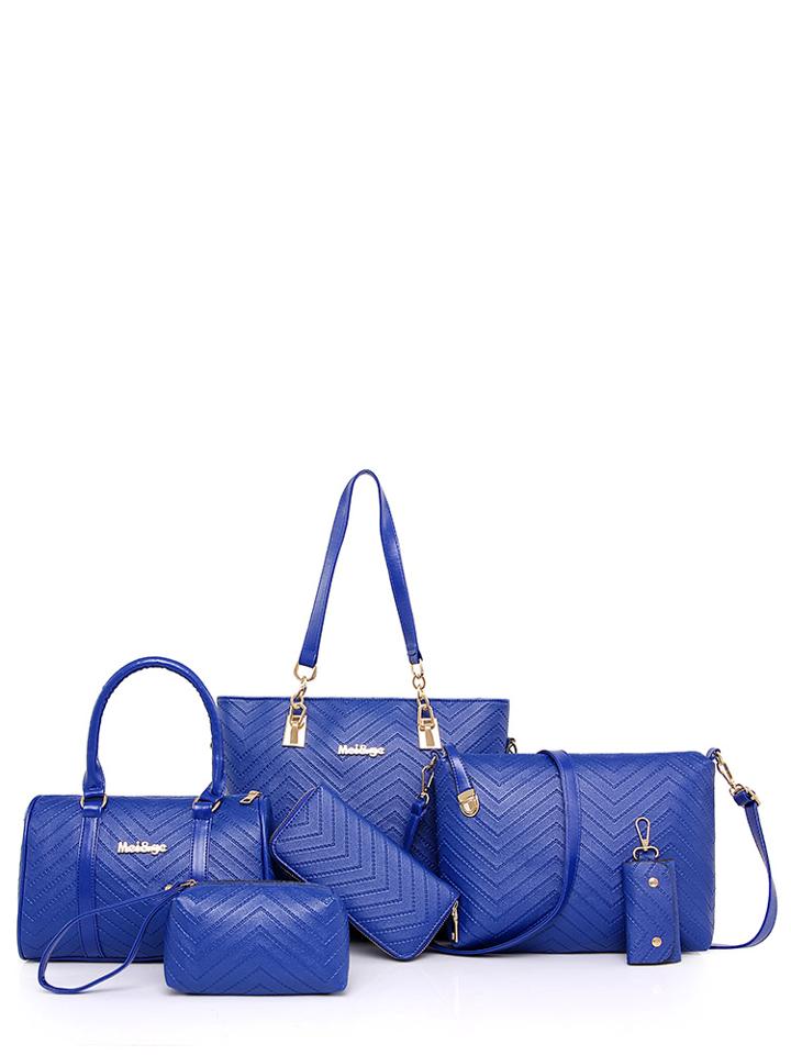 Romwe 6 Pcs Texture Tote Bags Set
