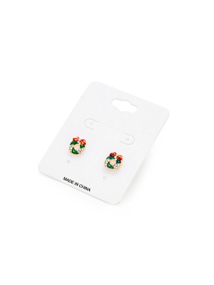Romwe Christmas Bow & Rhinestone Design Stud Earrings