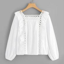 Romwe Ruffle Cut Out Blouse