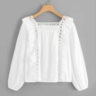 Romwe Ruffle Cut Out Blouse