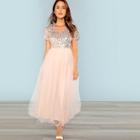 Romwe Sequin Top Tulle Dress