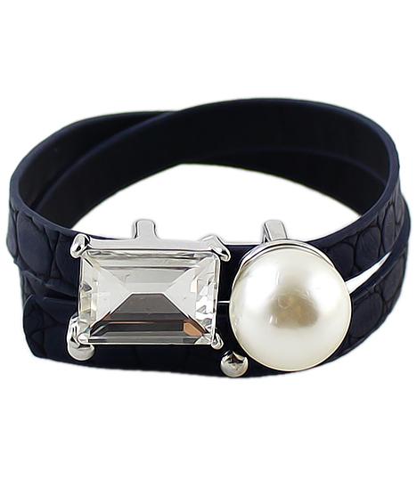 Romwe Diamond Pearl Blue Bracelet