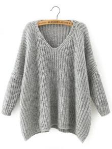 Romwe V Neckline Dropped Shoulder Sweater