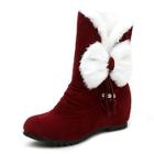 Romwe Fluffy Bow Decor Suede Boots