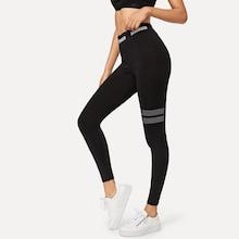 Romwe High Waist Letter Print Side Stretchy Leggings