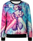 Romwe Body Painting Print Sweatshirt