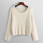 Romwe Solid Crop Sweater