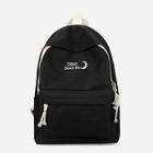 Romwe Embroidered Detail Pocket Front Backpack
