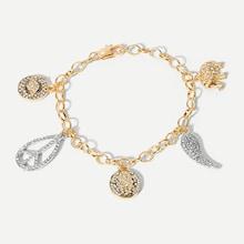 Romwe Elephant & Hand Charm Chain Necklace