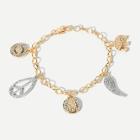 Romwe Elephant & Hand Charm Chain Necklace