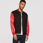 Romwe Guys Button & Pocket Front Color Block Jacket