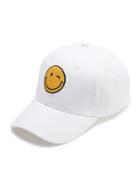 Romwe White Emoji Embroidery Baseball Cap