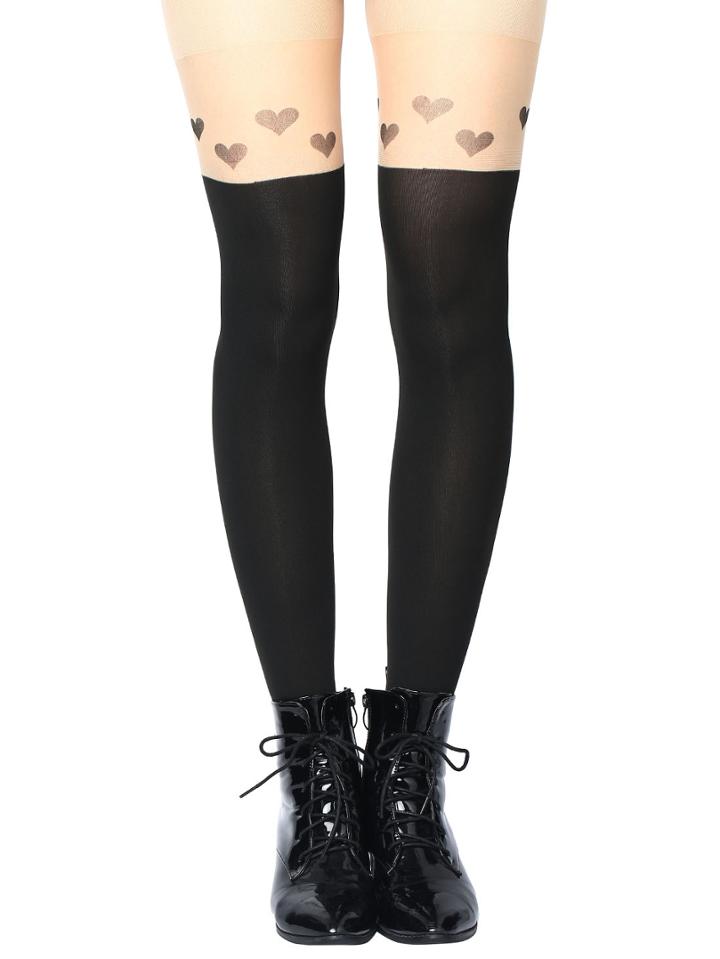 Romwe Heart Print Tights