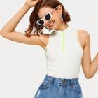 Romwe Zip Detail Top