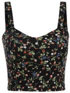Romwe Spaghetti Strap Flower Print Black Cami Top