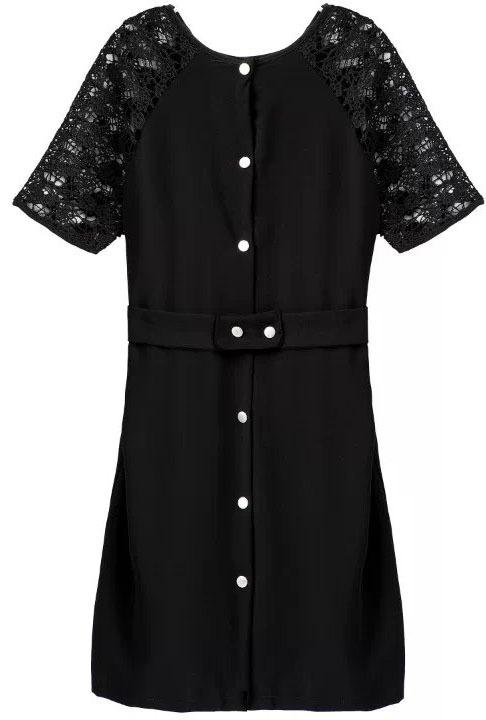 Romwe Lace Buttons Bodycon Dress