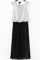 Romwe Vertical Striped Maxi Dress